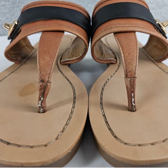 COACH NEW YORK WOMEN'S EILEEN THONG SANDALS BROWN/TAN/BLACK SIZE 5B - Picture 13 of 14
